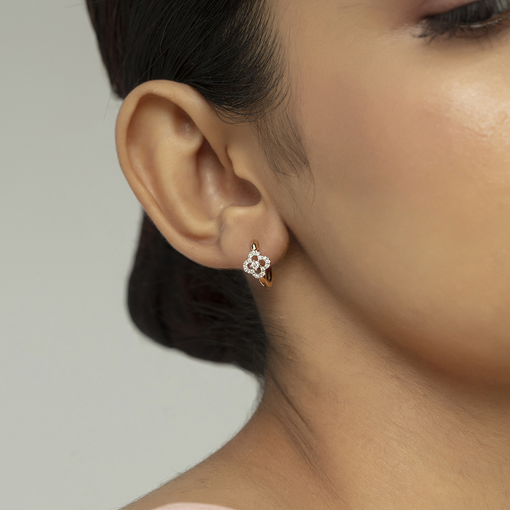 Elegant Radiant Gold & Diamond Hoop Earrings,,hi-res image number null