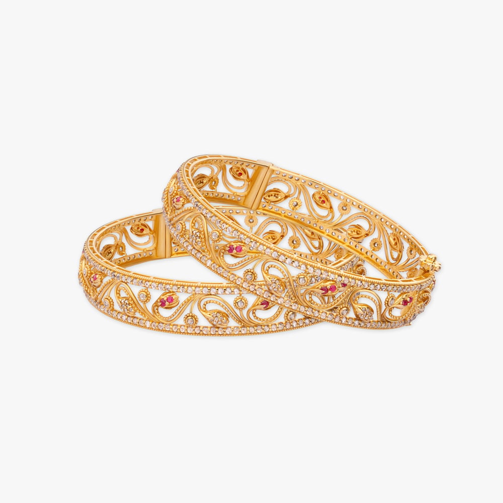 Creeper Poise Gold Bangles,,hi-res image number null