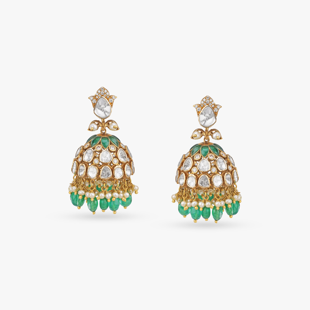 Ethereal Bloom Diamond Jhumka Earrings,,hi-res image number null