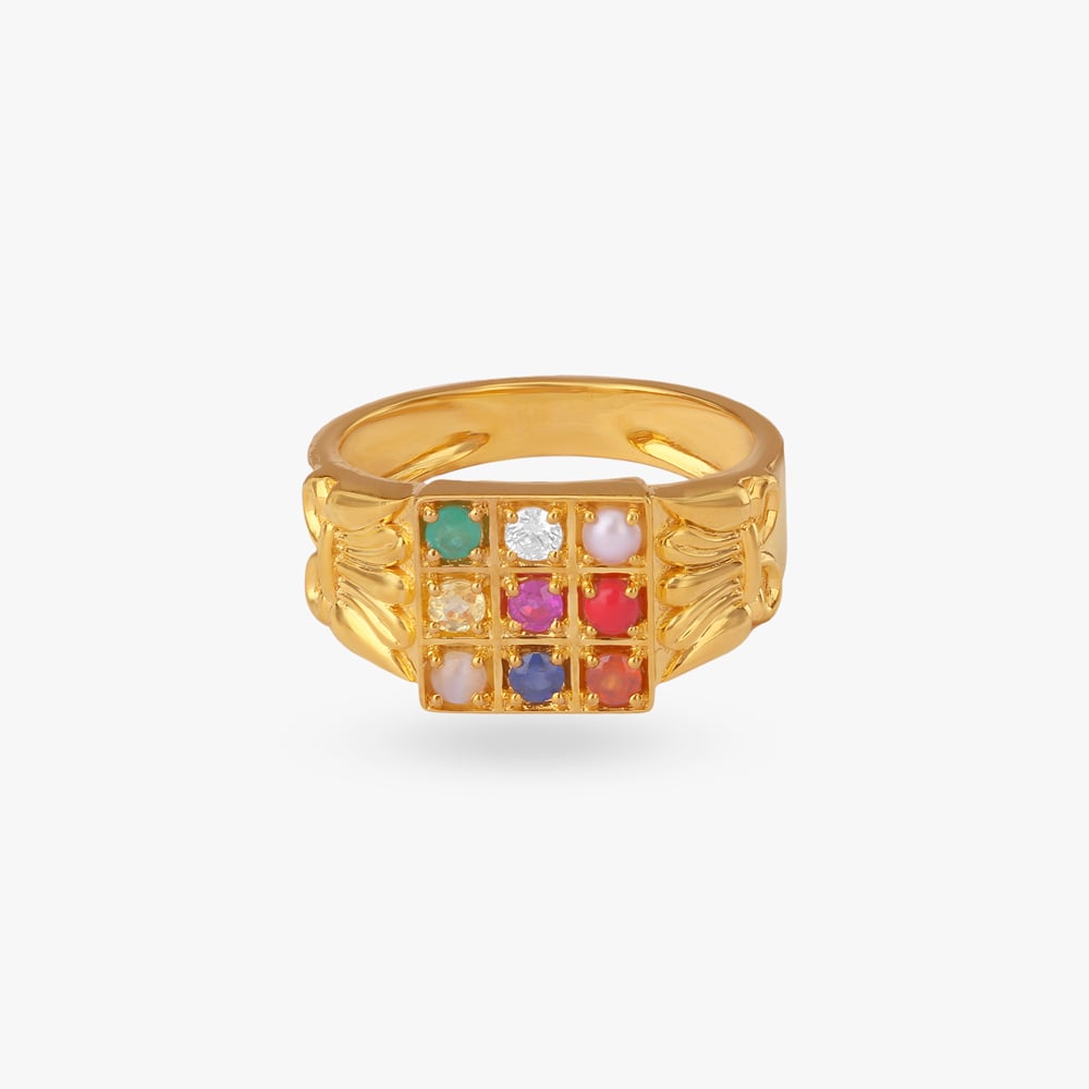 Royal Navaratna Diamond Ring For Men,,hi-res image number null