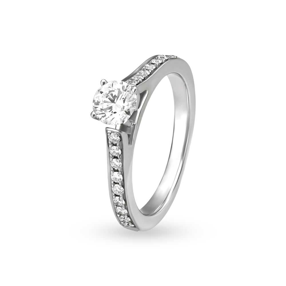 Brilliant Solitaire Look White Gold and Diamond Ring,,hi-res image number null