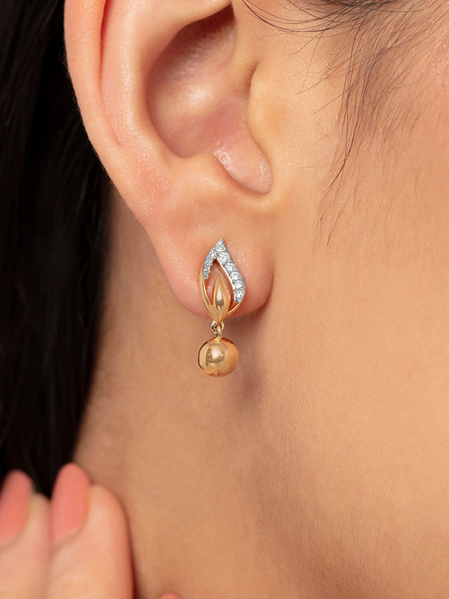 Subtle Glamour Gold & Diamond Drop Earrings,,hi-res image number null