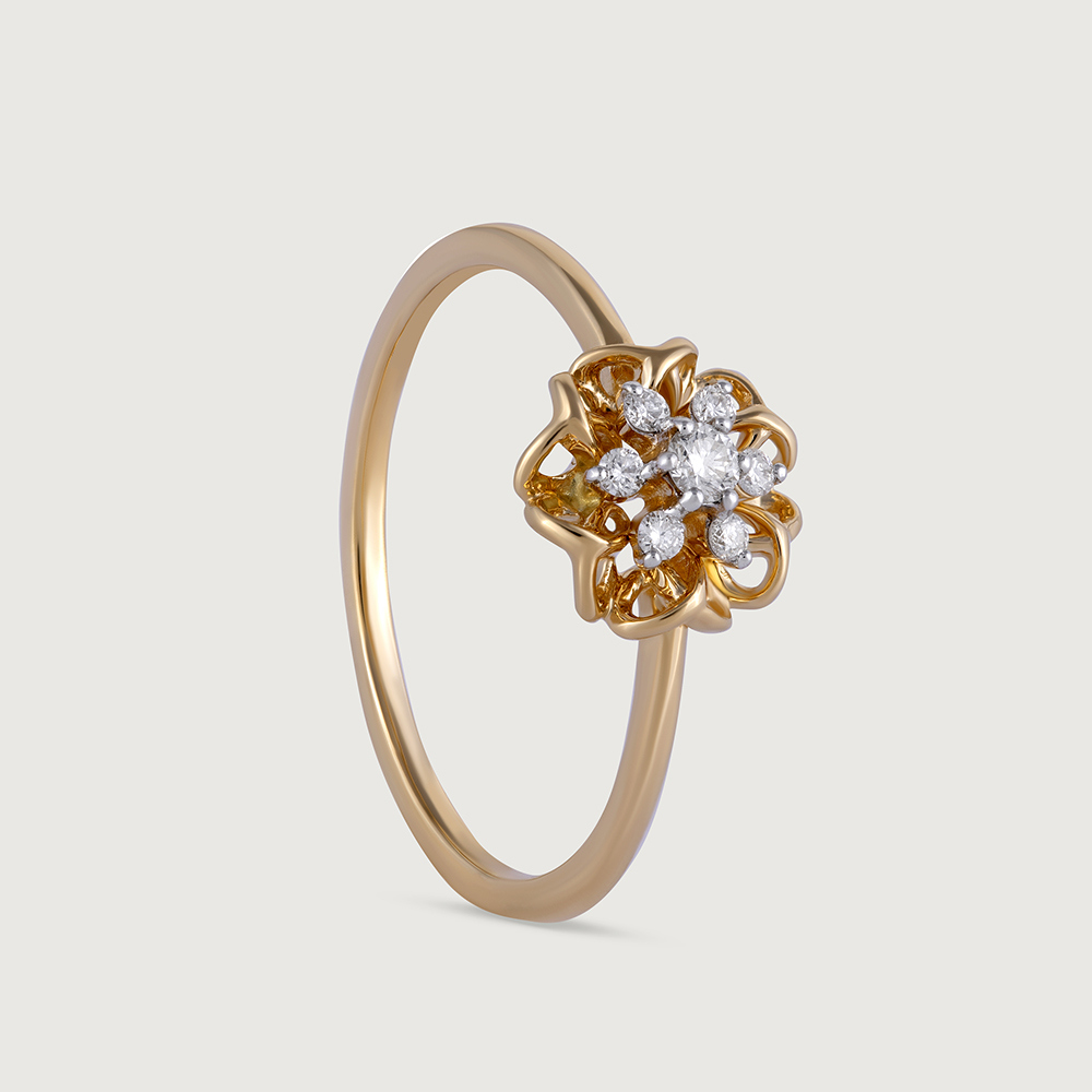 Crochet Vibes Gold and Diamond Finger Ring,,hi-res image number null