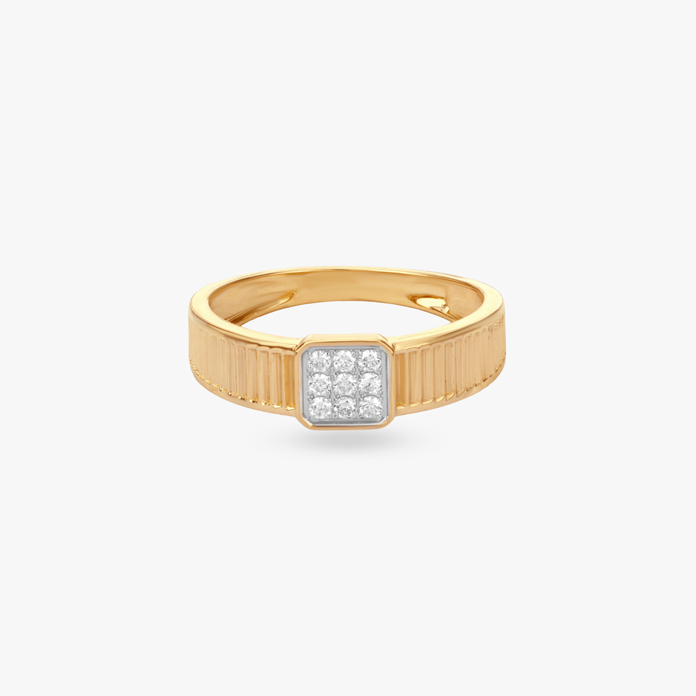 Modern Grooved Diamond Ring For Men,,hi-res image number null