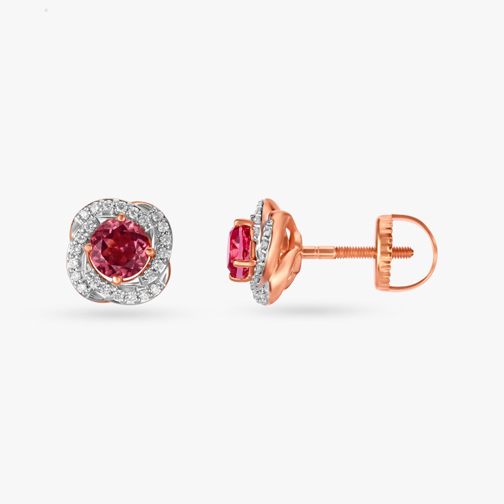 Pink Sunshine Diamond Stud Earrings,,hi-res image number null