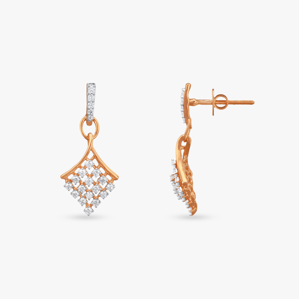 Sparkling Lattice Diamond Drop Earrings,,hi-res image number null