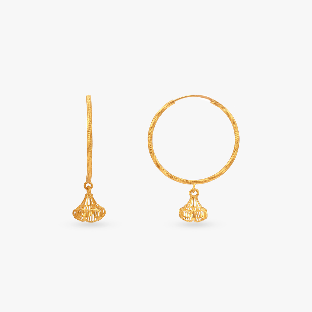 Whimsical Bell Gold Hoop Earrings,,hi-res image number null