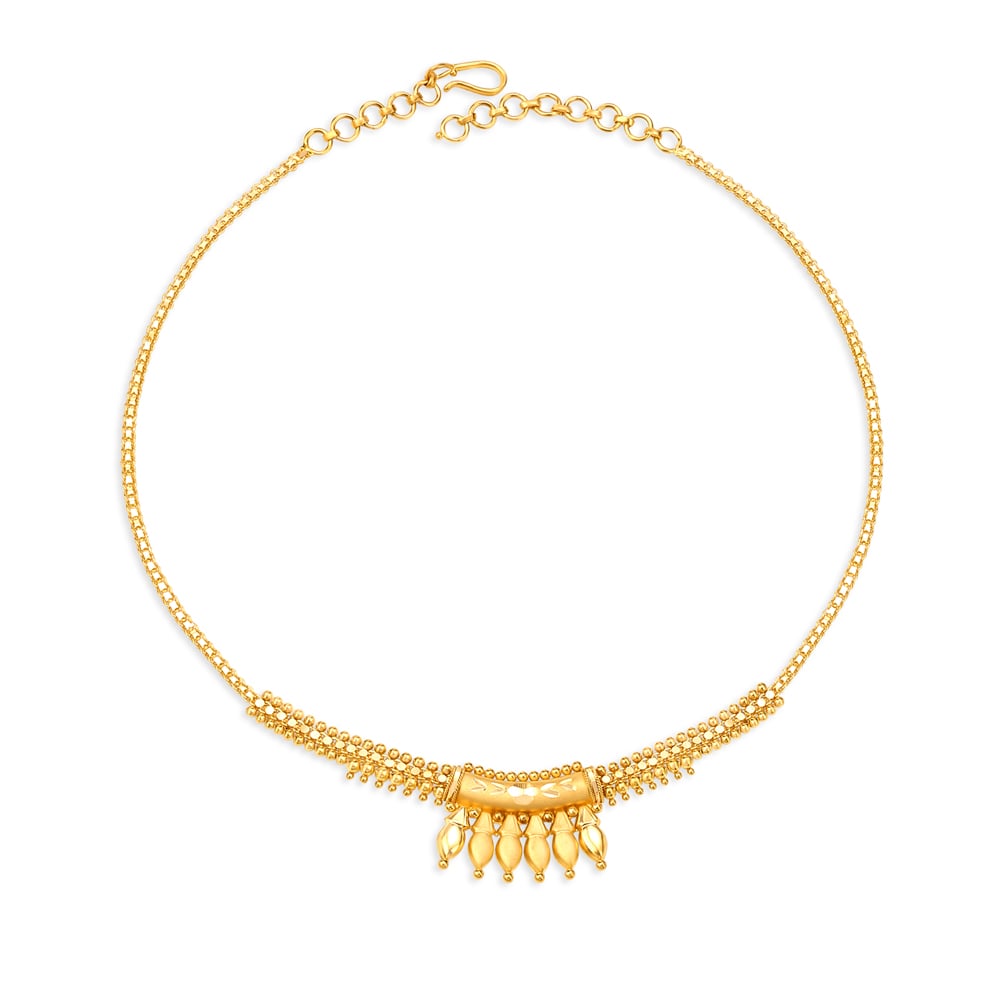 Classical Yellow Gold Beaded Necklace and Earrings Set,,hi-res image number null