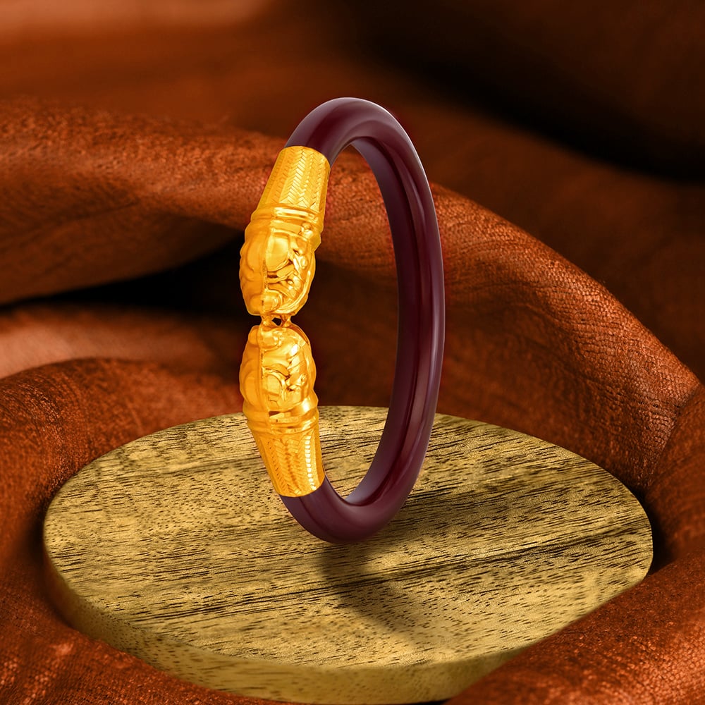 Carved Bead Work Gold Bangle