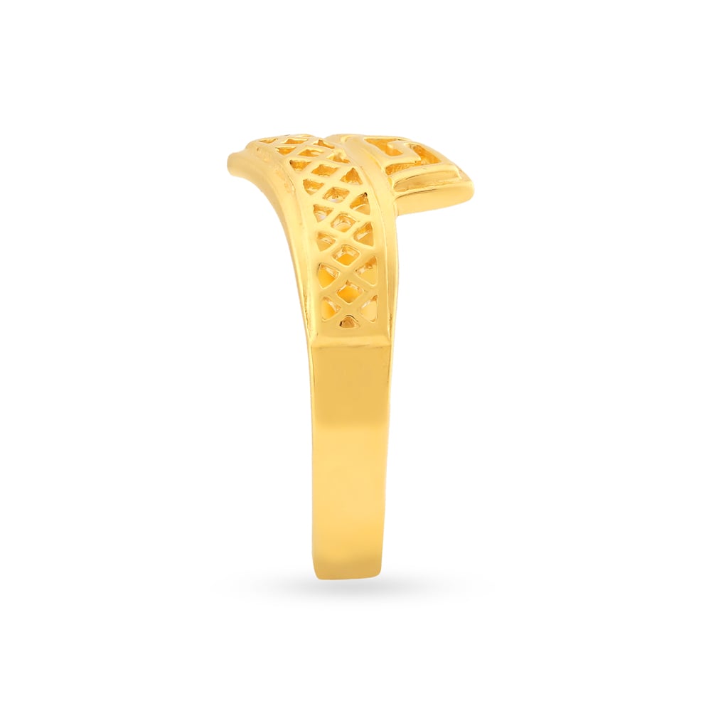 Intriguing 22 Karat Yellow Gold Mesh Patterned Finger Ring,,hi-res image number null