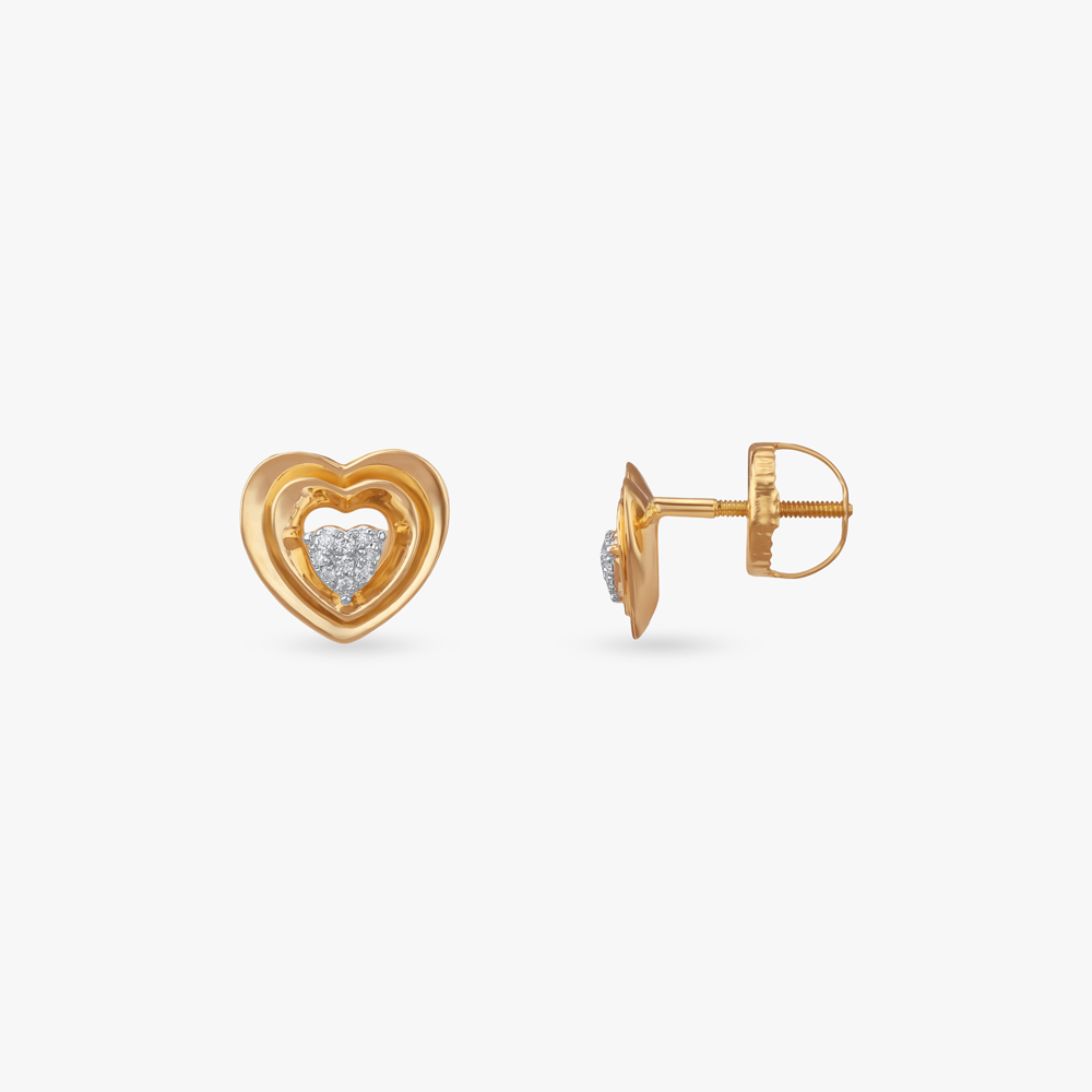 Nested Heart Diamond Stud Earrings,,hi-res image number null
