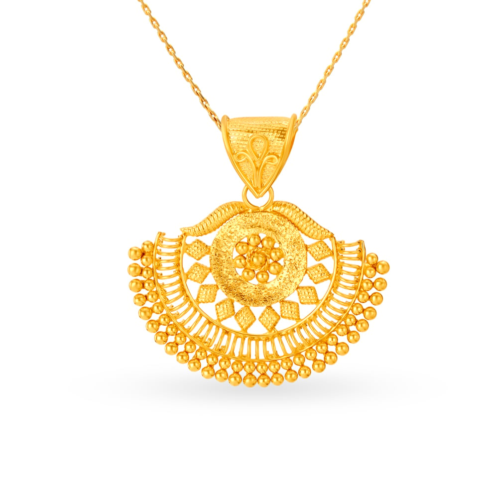 Traditional Yellow Gold Semicircle Pendant