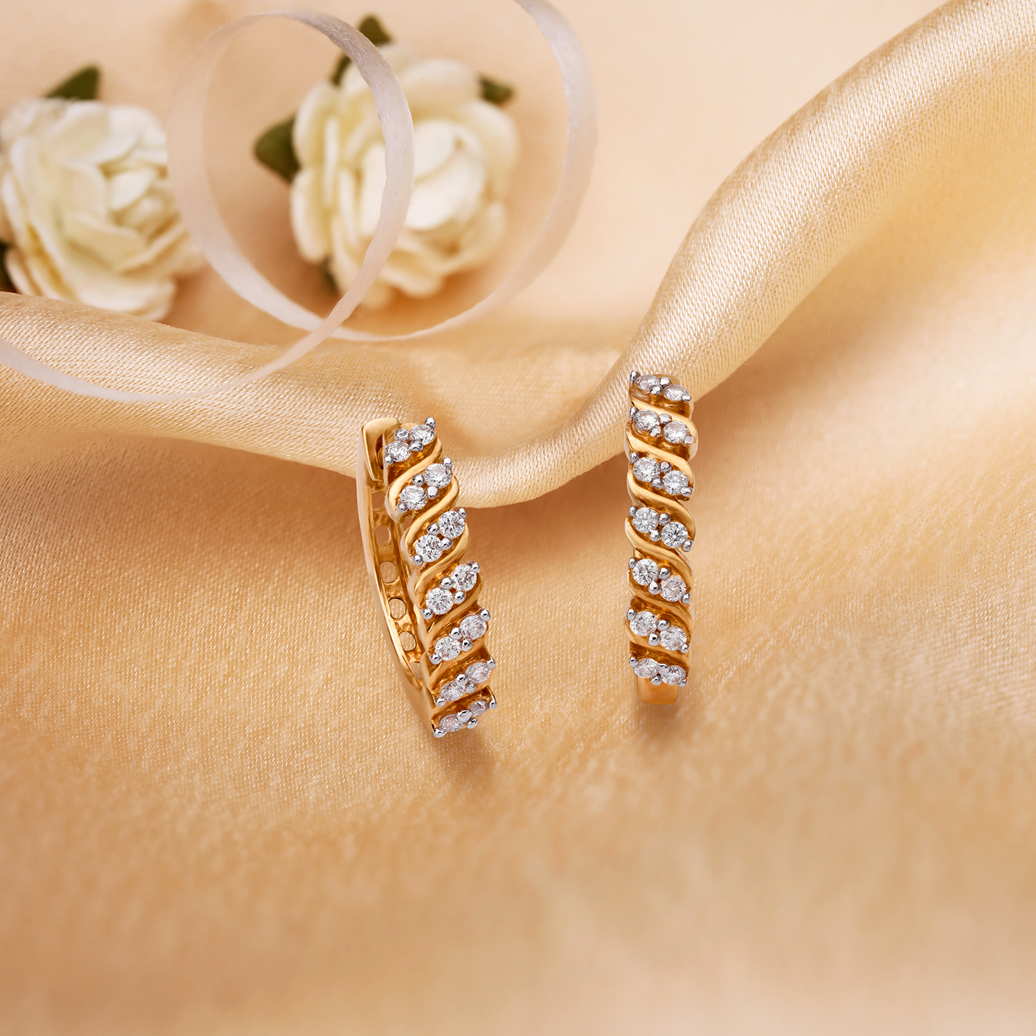 Sparkling Diamond Swirl Hoop Earrings,,hi-res image number null
