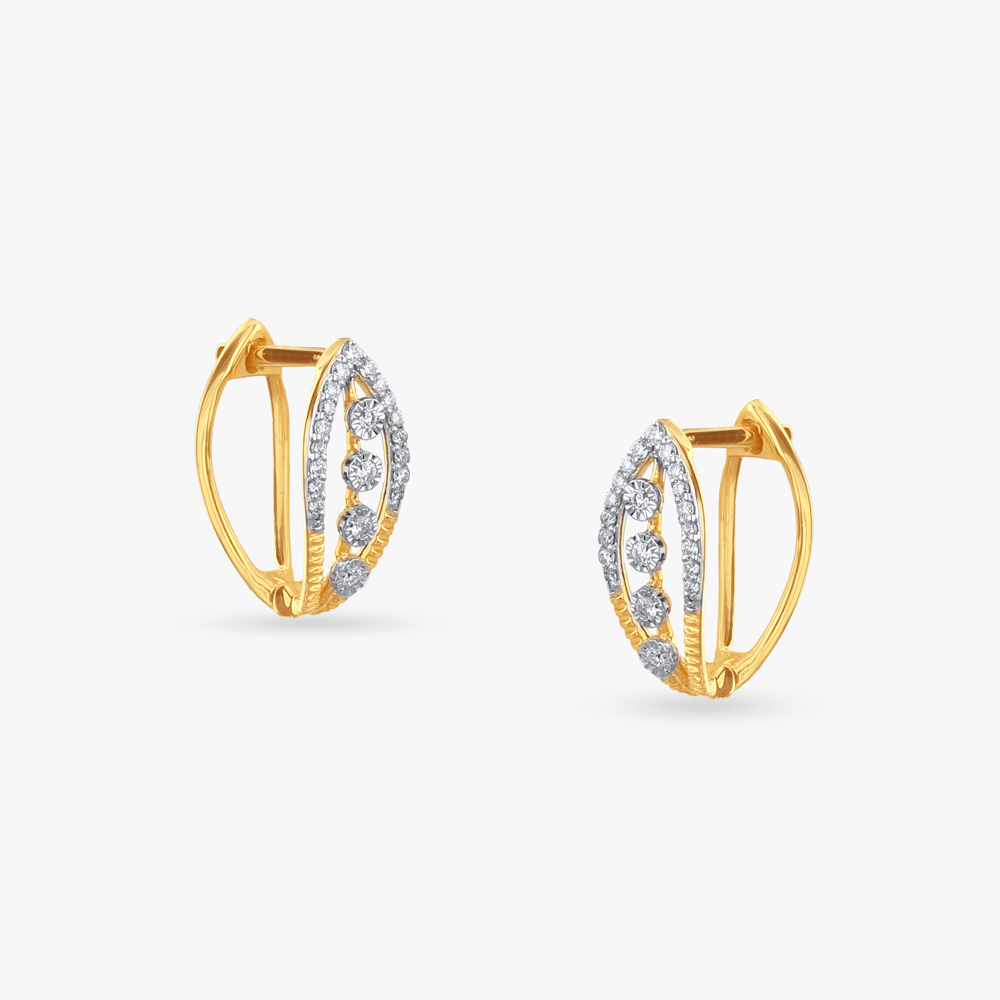 Contemporary Elegance Diamond Hoop Earrings,,hi-res image number null