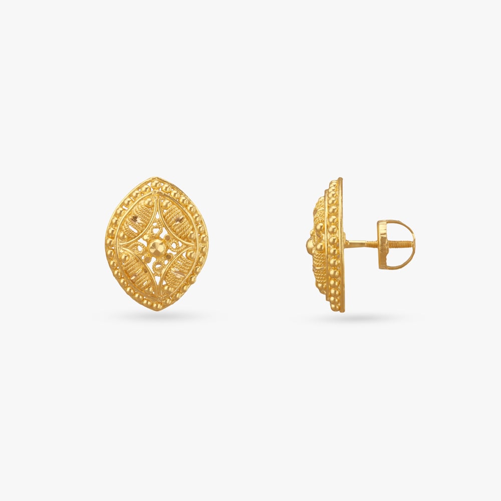 Marquise Net Gold Stud Earrings,,hi-res image number null