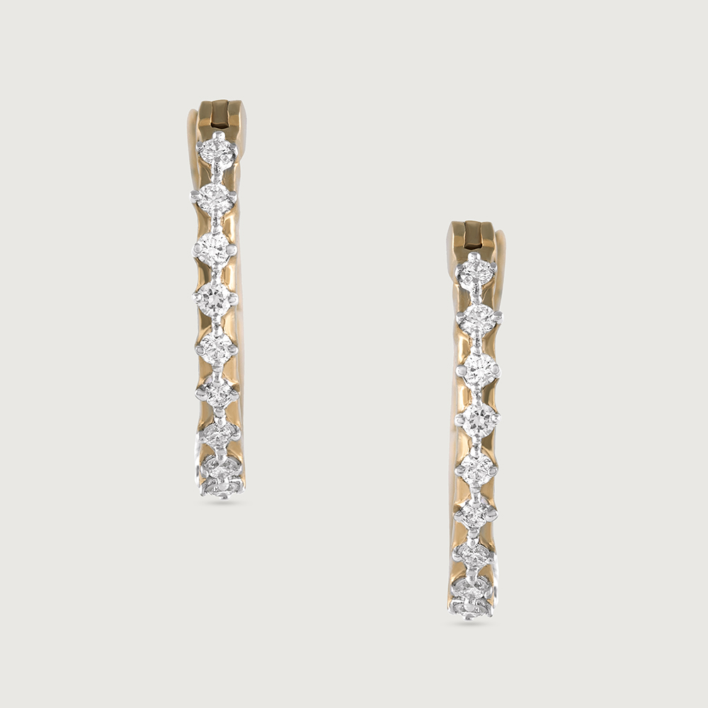 Sparkling Elegance Gold & Diamond Hoop Earrings,,hi-res image number null