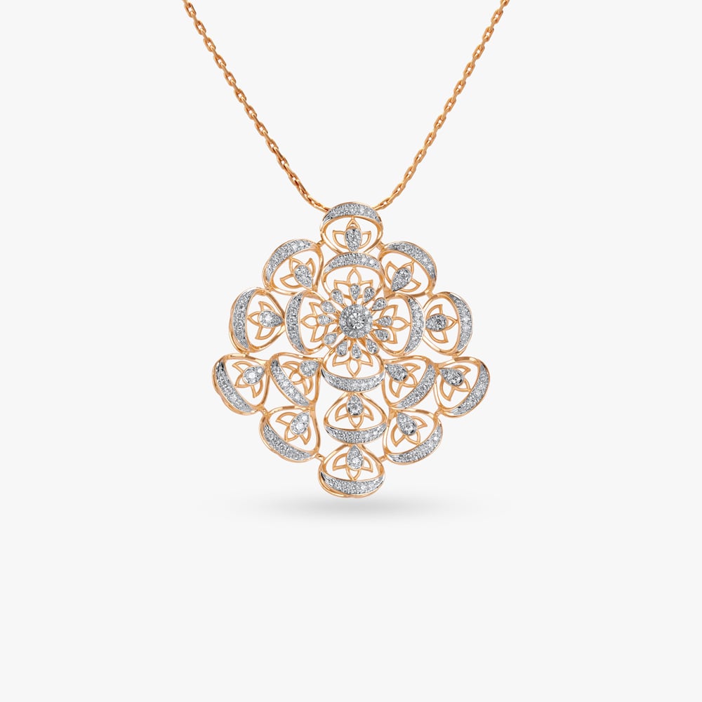 Sculpted Light Diamond Pendant and Earrings set,,hi-res image number null