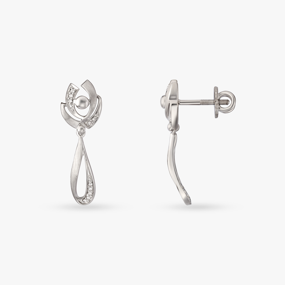 Whirlwind of Elegance Platinum Drop Earrings,,hi-res image number null