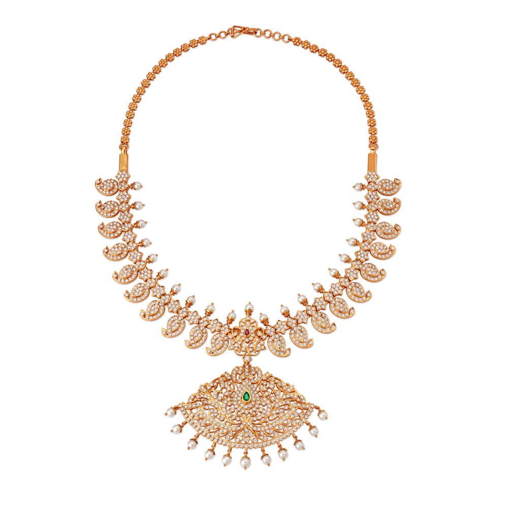 Traditional Eclectic Diamond Encrusted Gold Necklace
