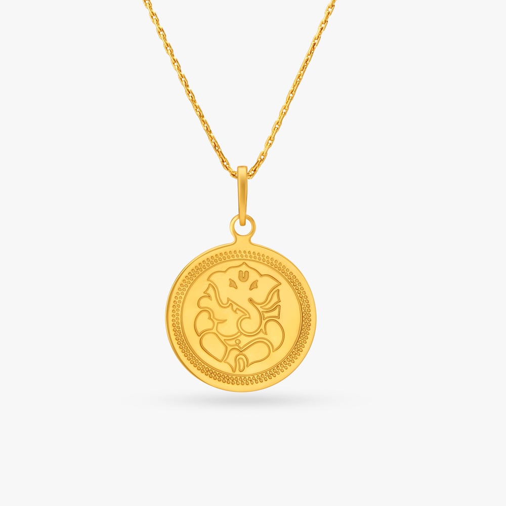 Divine Lord Ganesha Gold Coin Pendant