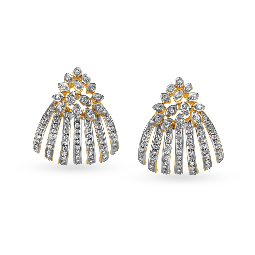 Charming 18 Karat Yellow Gold And Diamond Earrings