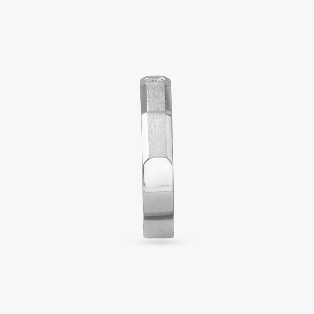 Smooth Luxe Platinum and Diamond Finger Ring for Men,,hi-res image number null