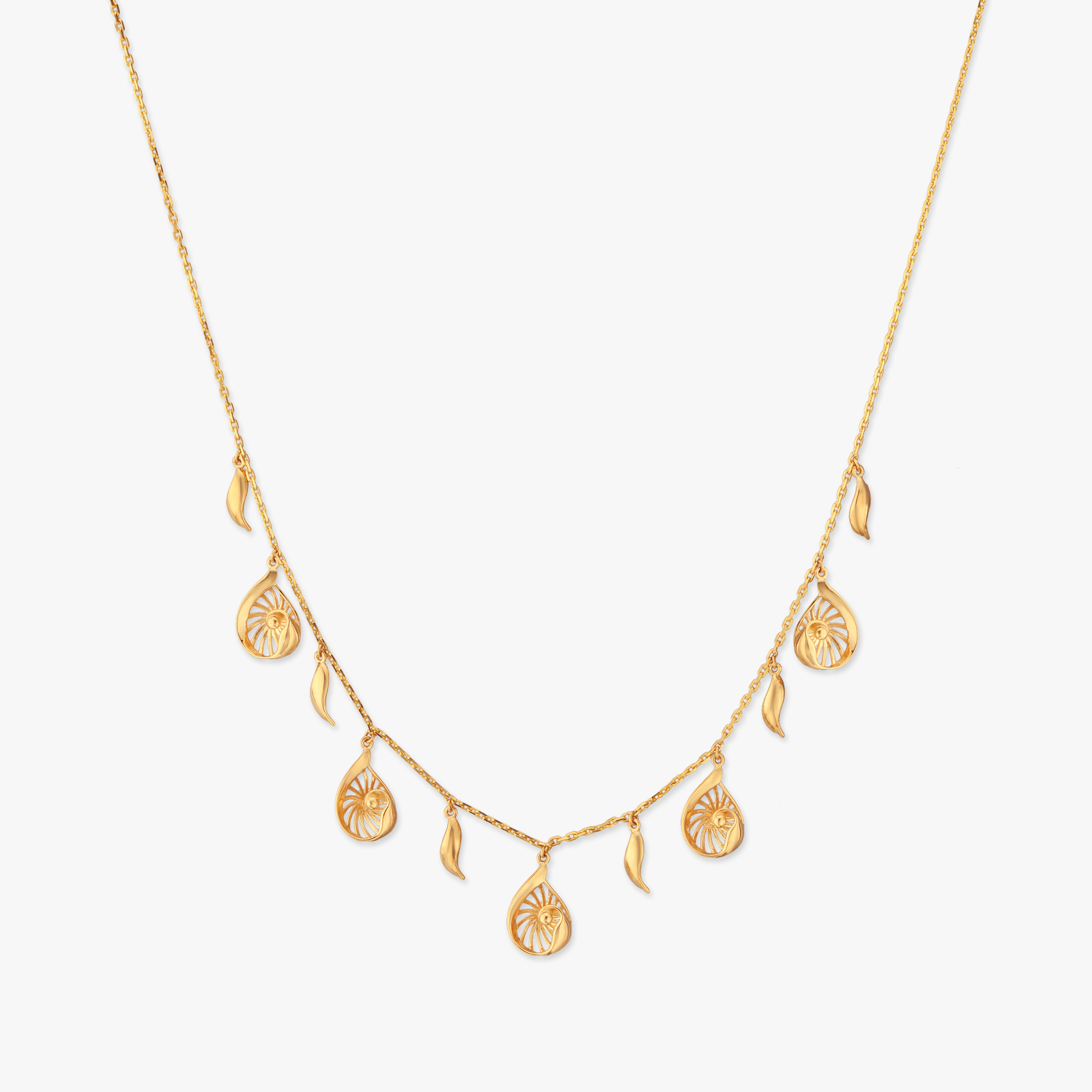 Luminous Leaf Gold Necklace Set,,hi-res image number null