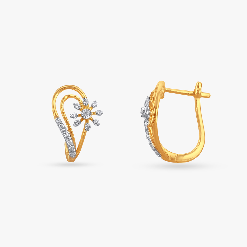 Blooming Floral Diamond Hoop Earrings,,hi-res image number null