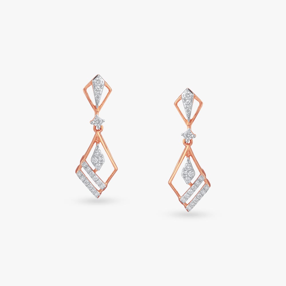 Geometric Grace Diamond Drop Earrings,,hi-res image number null