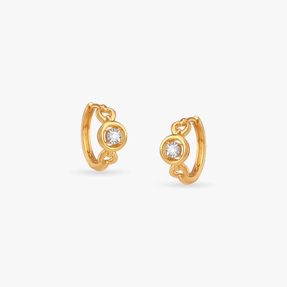 Halo Link Diamond Hoop Earrings,,hi-res image number null