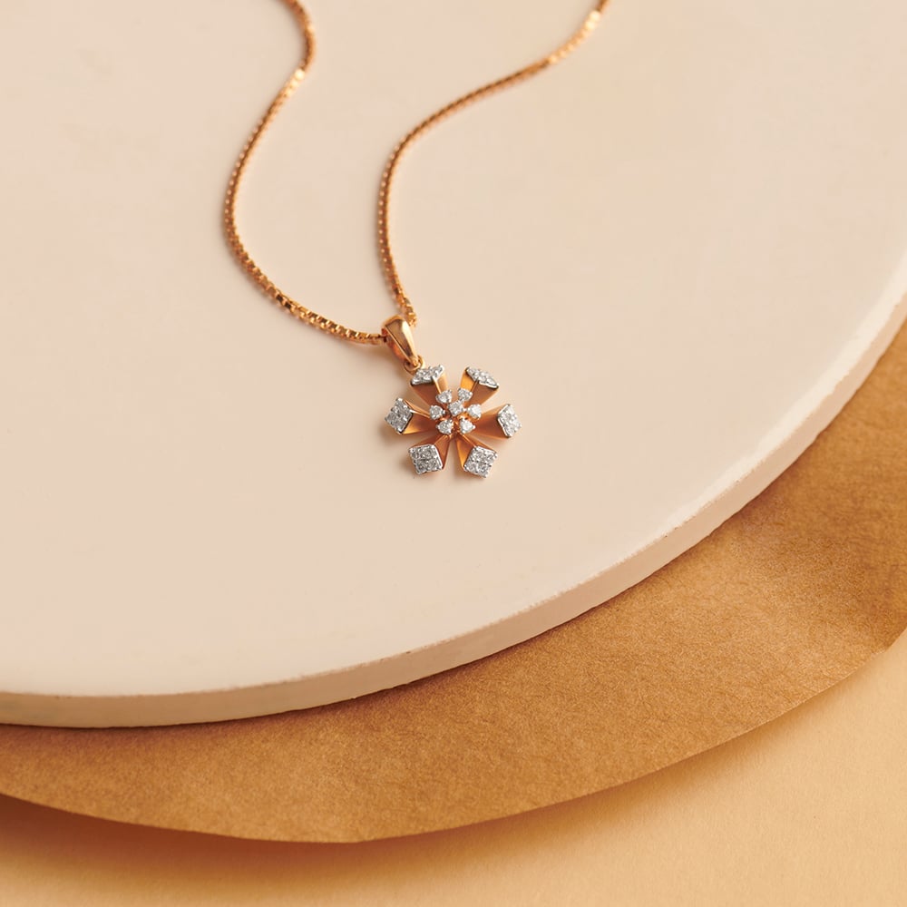 Enchanting Bold Flower Rose Gold and Diamond Pendant