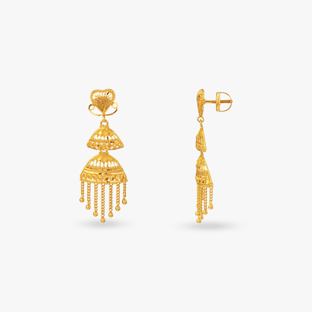 Royal Dome Gold Drop Earrings,,hi-res image number null