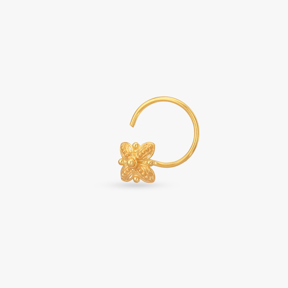 Floral Delight Gold Nose Pin,,hi-res image number null