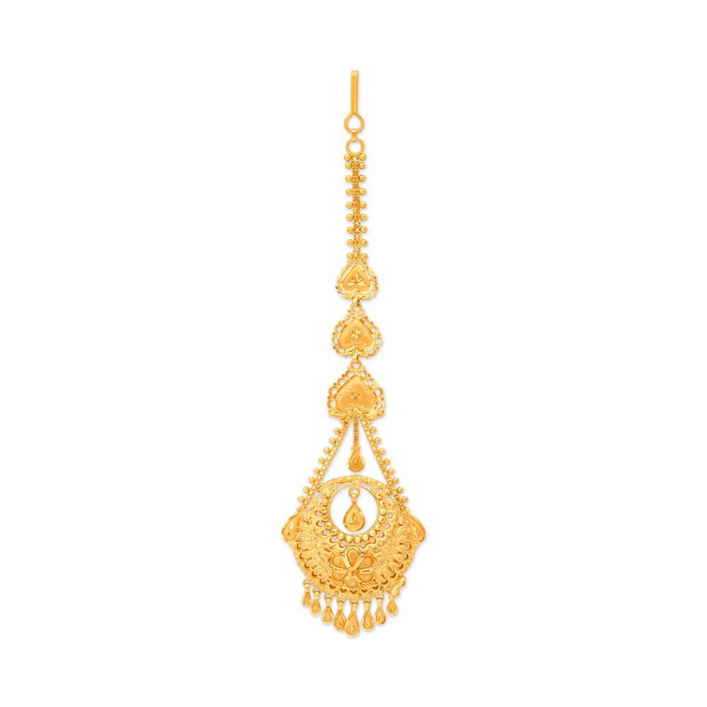 Splendid Floral Gold Maang Tikka,,hi-res image number null