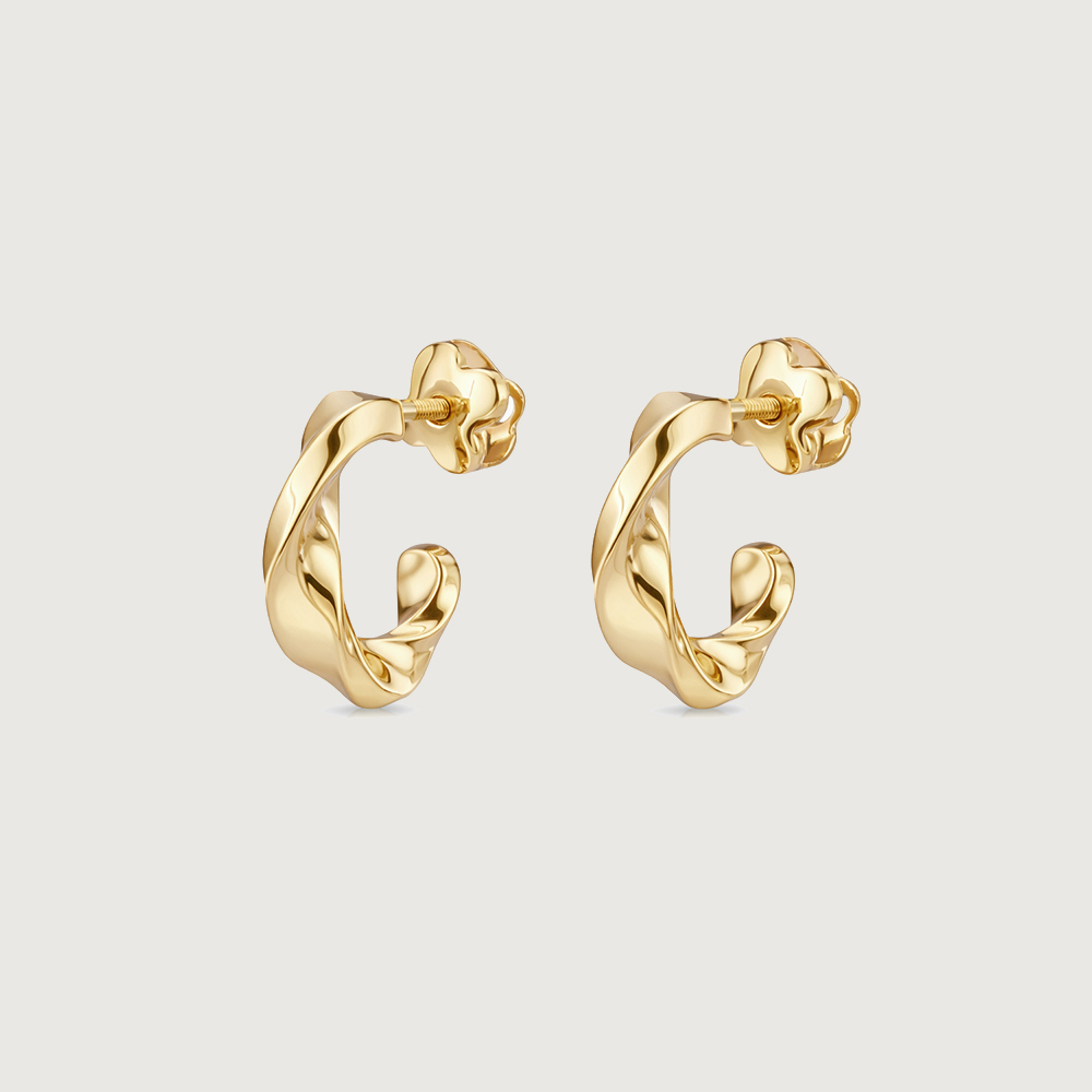 Twisted Sculpt Gold Hoop Earrings,,hi-res image number null