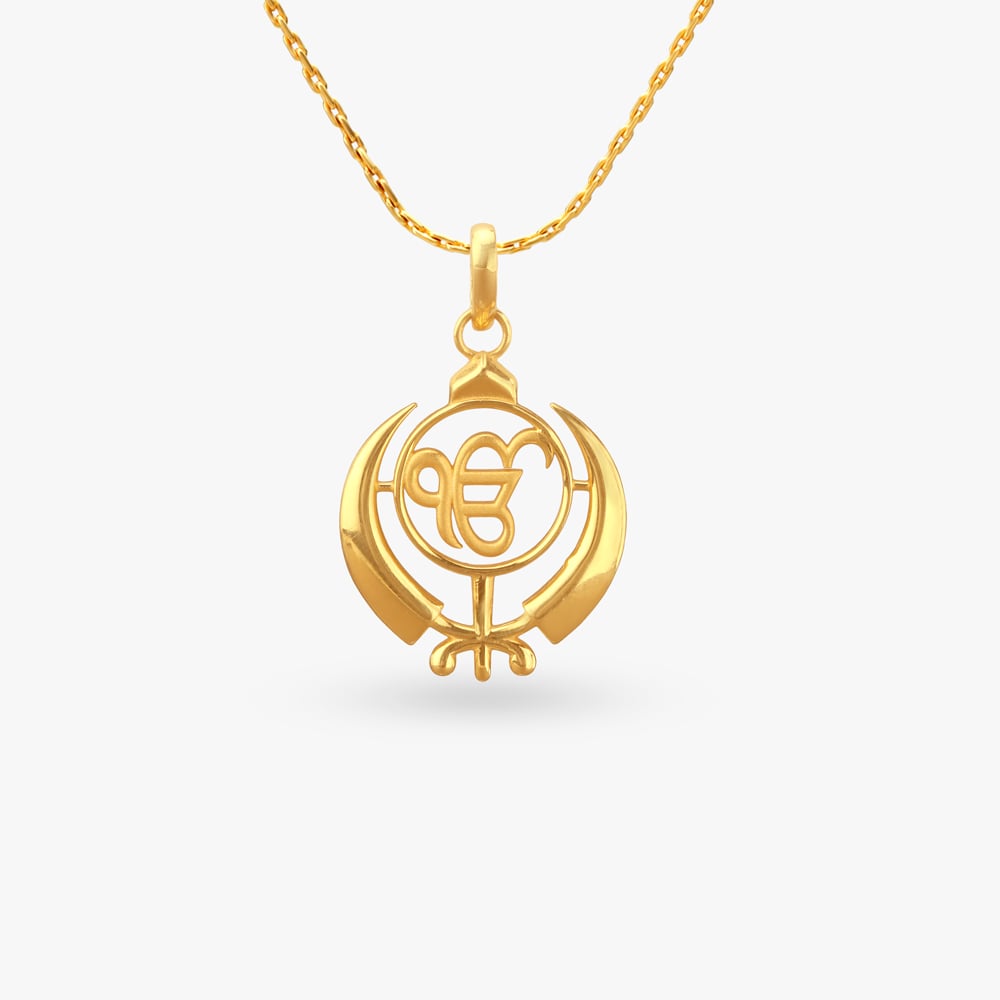 Ik Onkar Khanda Gold Pendant,,hi-res image number null