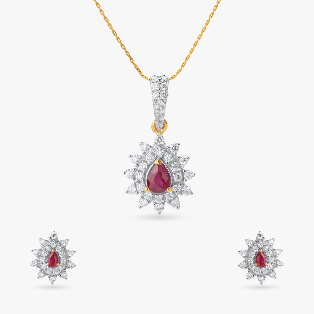 

Dazzling Bloom Diamond Pendant and Earrings Set