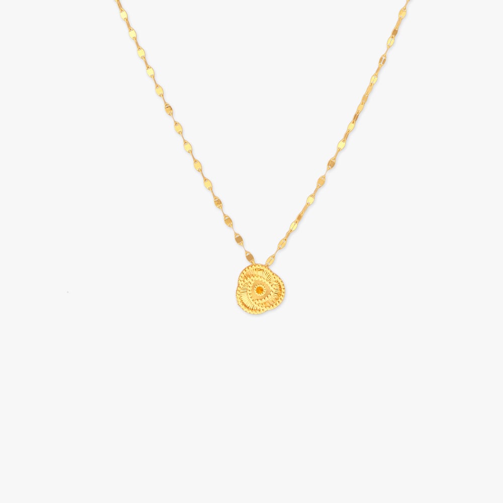 Sun Disc Gold Pendant with Chain for Kids,,hi-res image number null