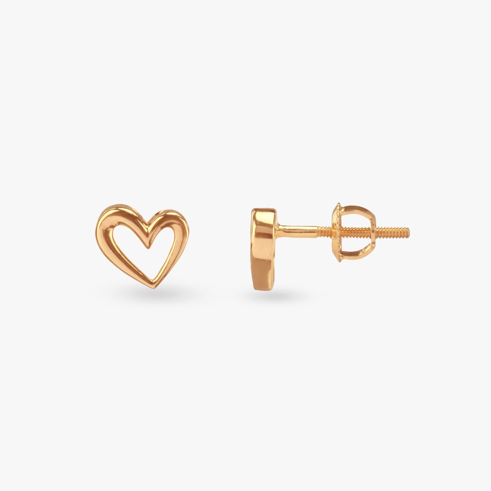 Minimalist Heart Gold Stud Earrings,,hi-res image number null
