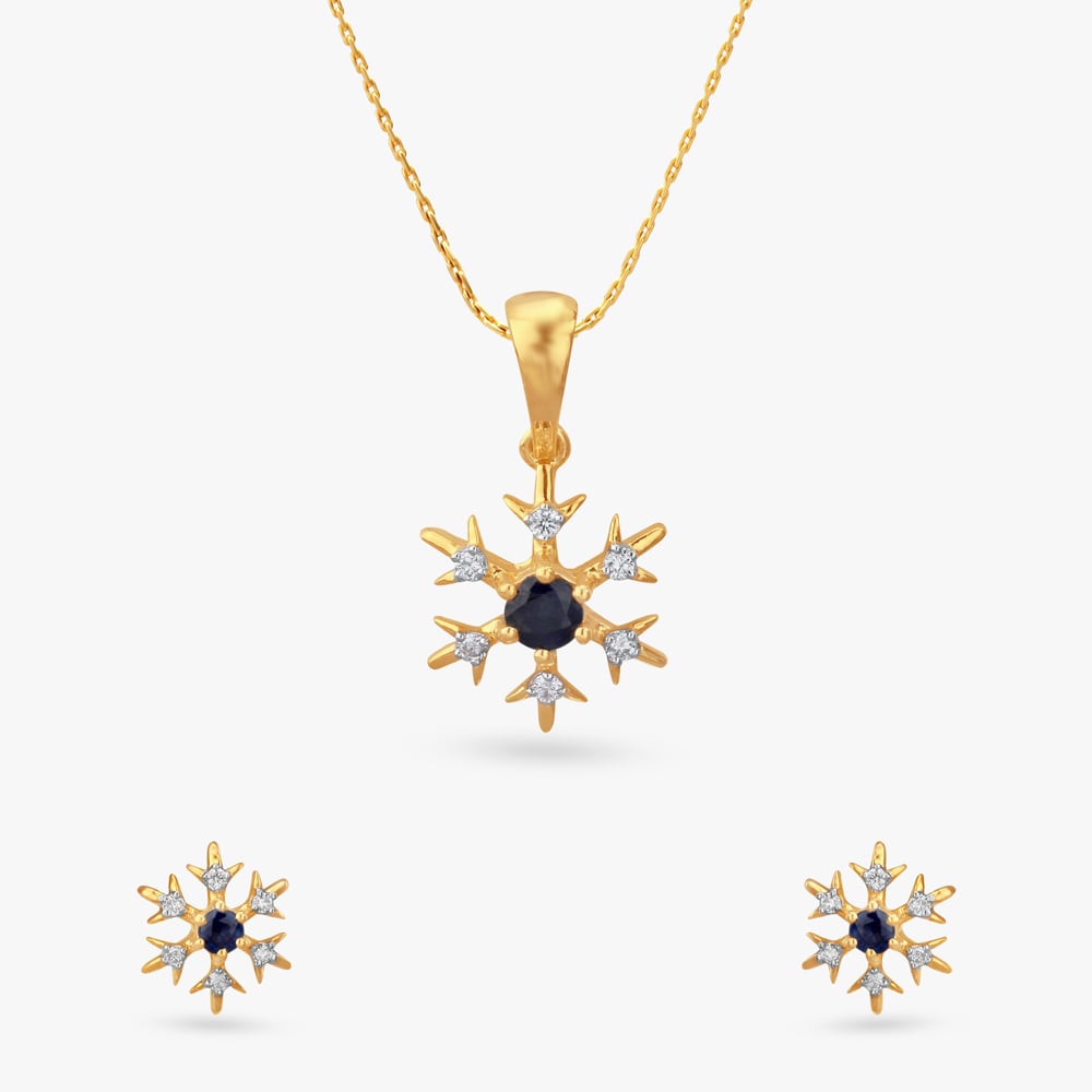 Magical Snowflakes Diamond Pendant and Earrings Set For Kids,,hi-res image number null