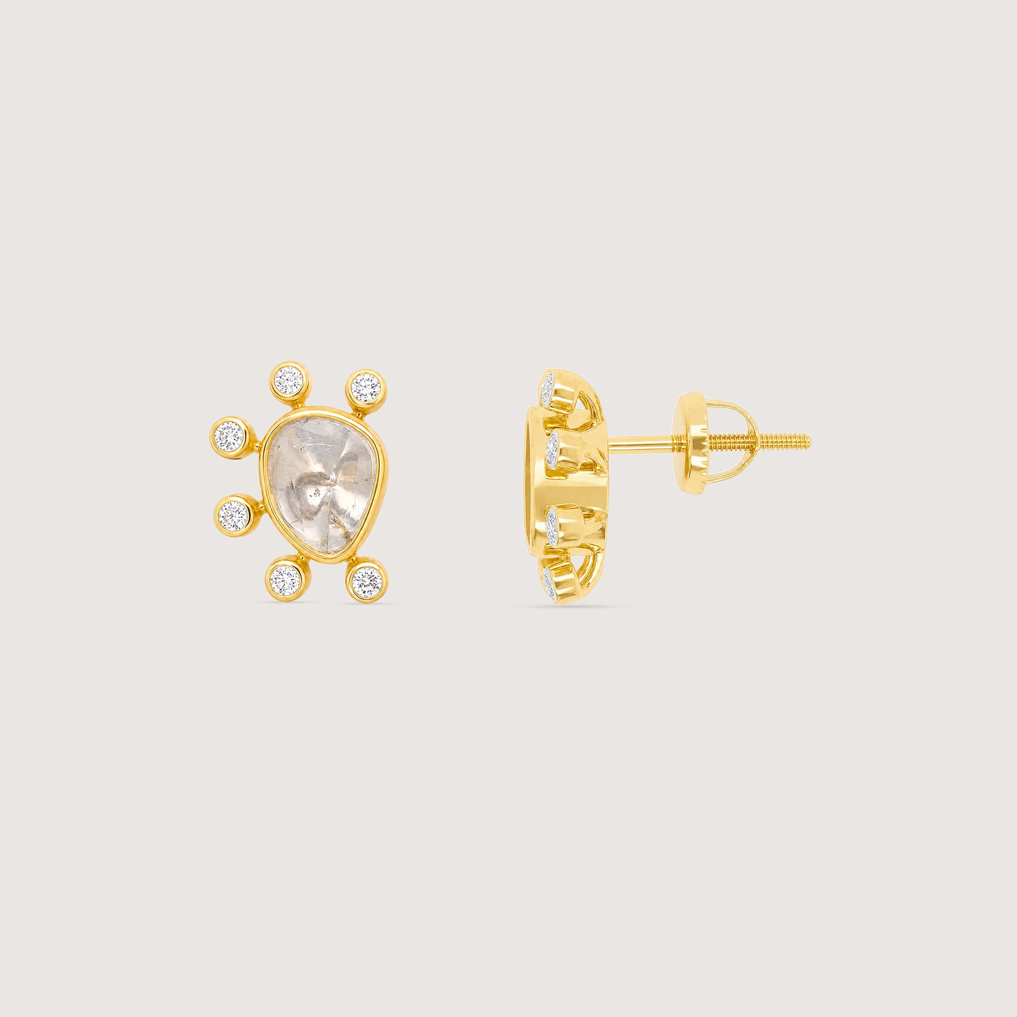 Radiant Halo Polki Diamond Stud Earrings,,hi-res image number null