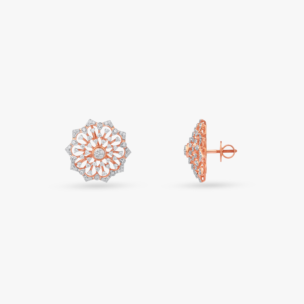 Petalled Aura Diamond Stud Earrings,,hi-res image number null