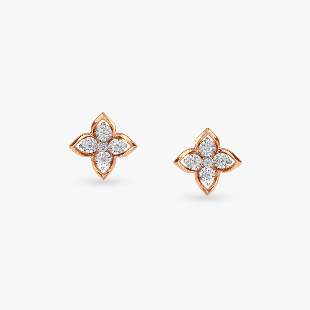 Petal Spark Diamond Stud Earrings,,hi-res image number null