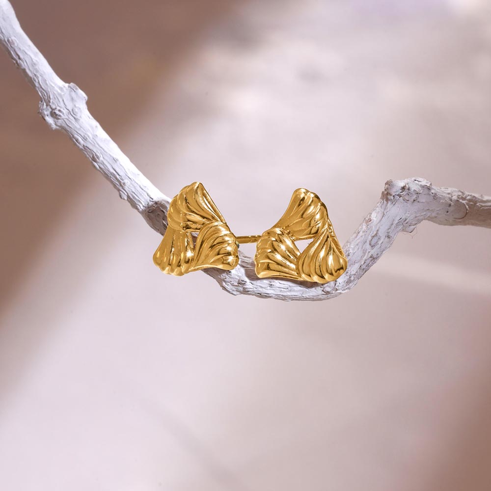 Ripple Twist Gold Stud Earrings,,hi-res image number null