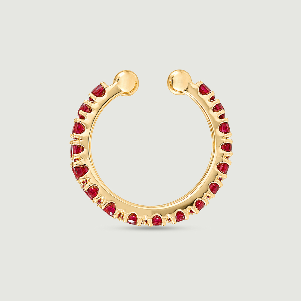 Vibrant Rhythmic Pink Garnet Ear Cuff,,hi-res image number null