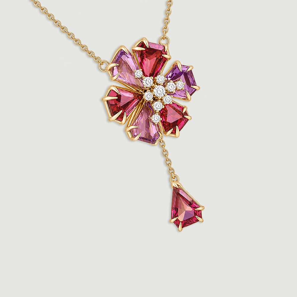 Celebratory Firework Amethyst and Garnet Lariat Necklace,,hi-res image number null