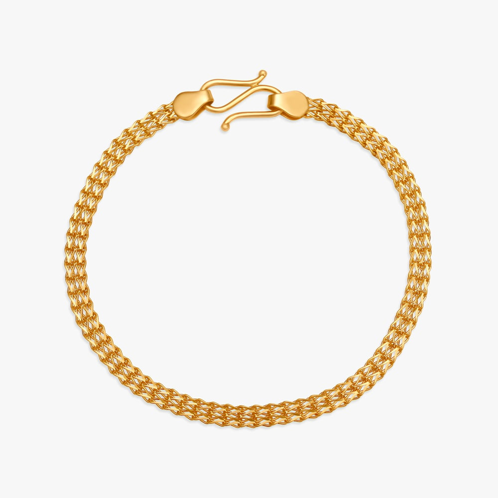 Semi Spiral Pattern Gold Bracelet For Men