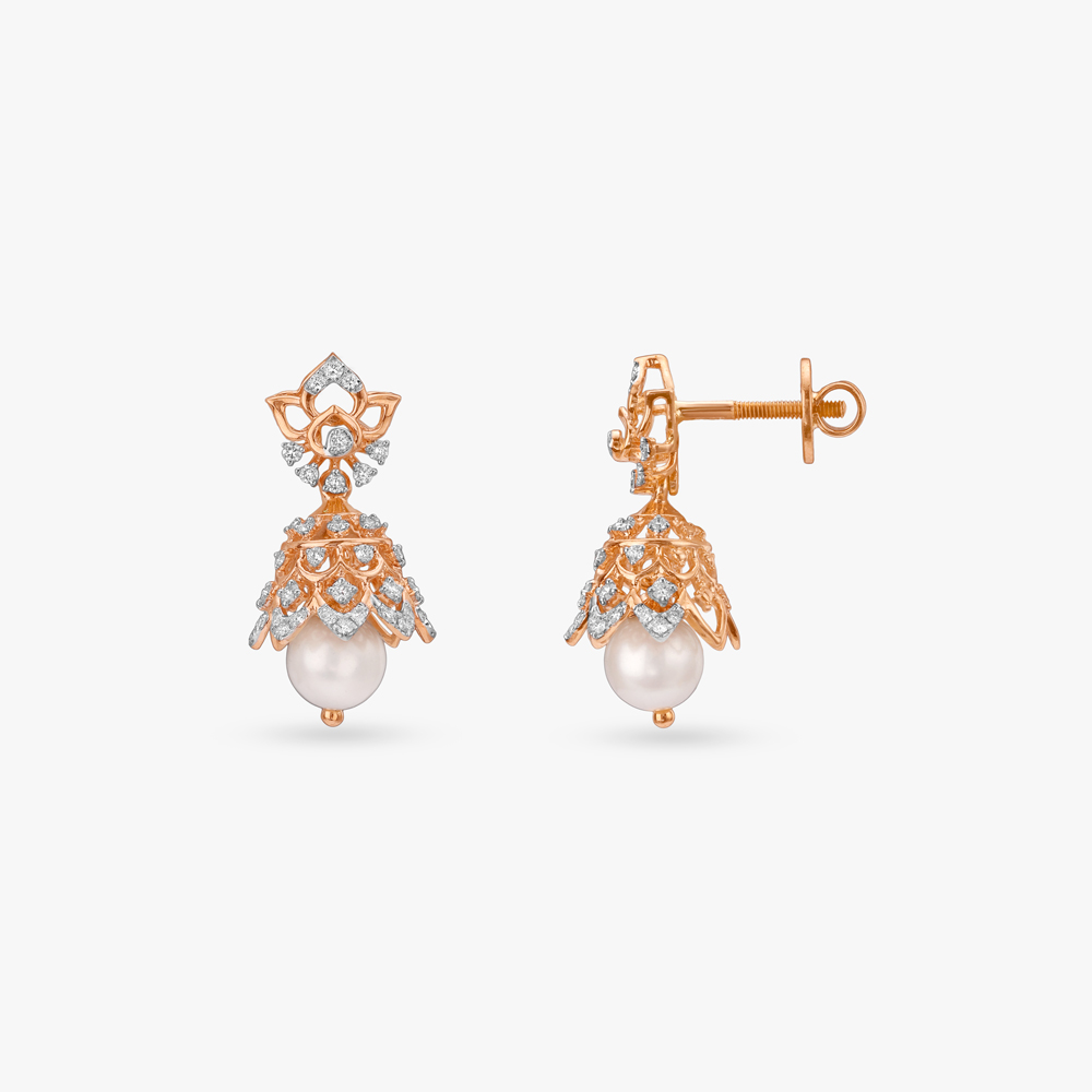 Delicate Regal Diamond Jhumka Earrings,,hi-res image number null