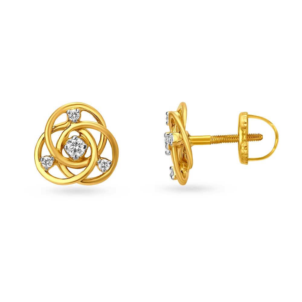 Timeless Spiral Gold and Diamond Stud Earrings,,hi-res image number null