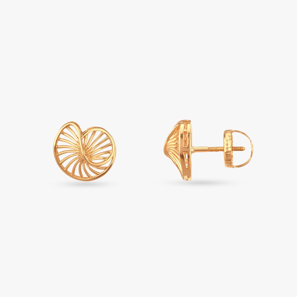 Radiant Spiral Gold Stud Earrings,,hi-res image number null